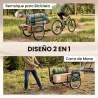 Remolque de Bicicleta para Carga 40 kg Carro de Mano de Acero con Bandera Roja Ruedas de 16 Pulgadas 145x60x42 c... - Ogal.Es