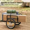 Remolque de Bicicleta para Carga 40 kg Carro de Mano de Acero con Bandera Roja Ruedas de 16 Pulgadas 145x60x42 c... - Ogal.Es