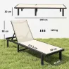 Conjunto de 2 Tumbonas Reclinables con Ruedas Respaldo Ajustable 4 Niveles Estructura de Aluminio Tela Textilene... - Ogal.Es