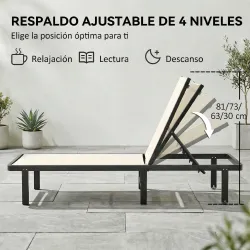 Conjunto de 2 Tumbonas Reclinables con Ruedas Respaldo Ajustable 4 Niveles Estructura de Aluminio Tela Textilene... - Ogal.Es