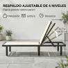 Conjunto de 2 Tumbonas Reclinables con Ruedas Respaldo Ajustable 4 Niveles Estructura de Aluminio Tela Textilene... - Ogal.Es