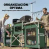 Mueble de Cocina para Camping Plegable con 3 Mesas 4 Ganchos Poste de Luz y Bolsa de Transporte 172x48x130 cm Verde - Ogal.Es