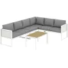 Conjunto de Jardín Exterior con Cojines 3 Sofás de 2 Plazas Mesa con Tablero Efecto Madera WPC y Cojines Gris y ... - Ogal.Es