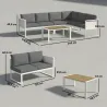 Conjunto de Jardín Exterior con Cojines 3 Sofás de 2 Plazas Mesa con Tablero Efecto Madera WPC y Cojines Gris y ... - Ogal.Es