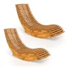 Conjunto de 2 Sillas Mecedoras de Jardín de Madera Ergonómica Plegable con Diseño Listonado 60x156x77 cm Natural - Ogal.Es