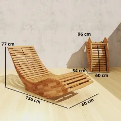 Conjunto de 2 Sillas Mecedoras de Jardín de Madera Ergonómica Plegable con Diseño Listonado 60x156x77 cm Natural - Ogal.Es