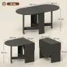 Mesa de Cocina Plegable con Alas Abatibles Mesa de Cocina Plegable de Forma Ovalada Estilo Moderno 163x80x75 cm ... - Ogal.Es