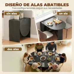 Mesa de Cocina Plegable con Alas Abatibles Mesa de Cocina Plegable de Forma Ovalada Estilo Moderno 163x80x75 cm ... - Ogal.Es