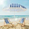 Sombrilla de Playa con Flecos Ø180 cm Sombrilla de Terraza Exterior con Altura Ajustable Inclinación 30° Azul y ... - Ogal.Es