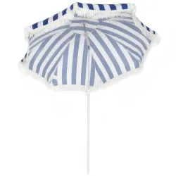 Sombrilla de Playa con Flecos Ø180 cm Sombrilla de Terraza Exterior con Altura Ajustable Inclinación 30° Azul y ... - Ogal.Es