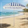 Sombrilla de Playa con Flecos Ø180 cm Sombrilla de Terraza Exterior con Altura Ajustable Inclinación 30° Azul y ... - Ogal.Es