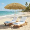 Sombrilla de Playa con Flecos de Paja Ø178 cm con Inclinación Altura Ajustable UV50+ Bolsa de Transporte Marrón ... - Ogal.Es