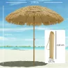 Sombrilla de Playa con Flecos de Paja Ø178 cm con Inclinación Altura Ajustable UV50+ Bolsa de Transporte Marrón ... - Ogal.Es
