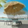Sombrilla de Playa con Flecos de Paja Ø178 cm con Inclinación Altura Ajustable UV50+ Bolsa de Transporte Marrón ... - Ogal.Es