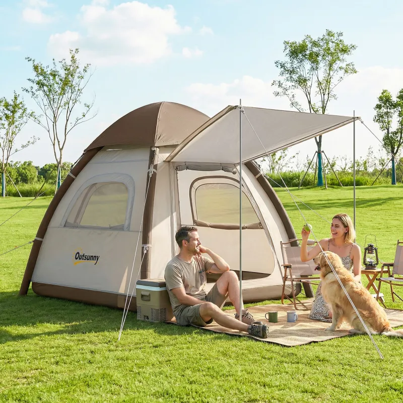 Tienda de Campaña Inflable con Mosquitera Vestíbulo Bomba para 2-3 Personas UPF30+ Bolsa Montaje Rápido Impermeable - Ogal.Es