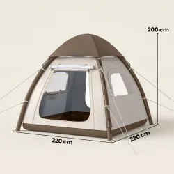 Tienda de Campaña Inflable con Mosquitera Vestíbulo Bomba para 2-3 Personas UPF30+ Bolsa Montaje Rápido Impermeable - Ogal.Es