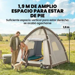 Tienda de Campaña Inflable con Mosquitera Vestíbulo Bomba para 2-3 Personas UPF30+ Bolsa Montaje Rápido Impermeable - Ogal.Es
