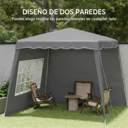 Carpa Plegable Pop-up 2,89x2,89m Cenador Pabellón de Jardín con Paredes Laterales Altura Ajustable Protección UV... - Ogal.Es
