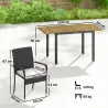 Conjunto de Mesa y Sillas Jardín de Ratán 7 Piezas con Mesa Extensible con Tablero Madera y 6 Sillas Apilables C... - Ogal.Es