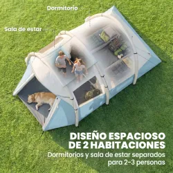 Tienda Campaña Inflable 2-3 Personas con Bomba Dormitorio y Zona de Estar Impermeable 3000 mm Montaje Rápido Azu... - Ogal.Es