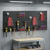 4 Paneles de Herramientas de Pared 38 Piezas cada panel 60x40 cm con Ganchos y Estantes Negro y Rojo - Ogal.Es