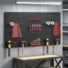 3 Paneles de Herramientas de Pared 28 Piezas cada panel 60x40 cm con Ganchos y Estantes Negro y Rojo - Ogal.Es