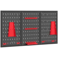 3 Paneles de Herramientas de Pared 28 Piezas cada panel 60x40 cm con Ganchos y Estantes Negro y Rojo - Ogal.Es