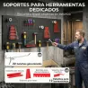 4 Paneles de Herramientas de Pared 38 Piezas cada panel 60x40 cm con Ganchos y Estantes Negro y Rojo - Ogal.Es