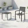 Conjunto de Jardín de 3 Piezas con 2 Sillas y Mesa de HDPE Diseño Listones Efecto Madera para Patio Balcón Negro - Ogal.Es