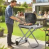 Barbacoa de Gas Plegable con Quemador 2,5 kW Tapa Termómetro Mesa Lateral y 2 Ruedas Parrilla Recogedor Grasa Negro - Ogal.Es