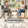 Conjunto de Jardín de 3 Piezas con 2 Sillas y Mesa de HDPE Diseño Listones Efecto Madera para Patio Balcón Negro - Ogal.Es