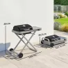 Barbacoa de Gas Plegable con Quemador 2,5 kW Tapa Termómetro Mesa Lateral y 2 Ruedas Parrilla Recogedor Grasa Negro - Ogal.Es