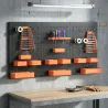 Organizador de Herramientas de Pared de 33 Piezas 120x60 cm con Ganchos Contenedores y Estantes Negro y Naranja - Ogal.Es