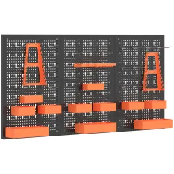 Organizador de Herramientas de Pared de 33 Piezas 120x60 cm con Ganchos Contenedores y Estantes Negro y Naranja - Ogal.Es