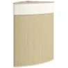 Cesto Ropa Sucia Bambú para Esquina 55L con Tapa y Asa Bolsa Extraíble Lavable 35x35x60 cm Crema - Ogal.Es