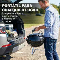 Barbacoa de Carbón Portátil Barbacoa de Carbón Redonda Tapa con Soporte Rejilla Ventilación Ajustable Ø41x44 cm ... - Ogal.Es