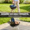 Barbacoa de Carbón Portátil Barbacoa de Carbón Redonda Tapa con Soporte Rejilla Ventilación Ajustable Ø41x44 cm ... - Ogal.Es