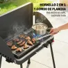 Barbacoa de Gas Portátil 2 en 1 Propano 7 kW de Mesa o de Pie con Plancha Grande Patas Desmontables Negro - Ogal.Es