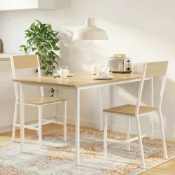 Juego de 2 Sillas de Comedor Sillas de Cocina con Respaldo Inclinado Estructura Metálica Natural - Ogal.Es