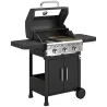 Barbacoa de Gas con 3 Quemadores 7,5 kW Termómetro Parrilla Plancha Mesas Laterales Armario Ruedas 125x57x110 cm... - Ogal.Es