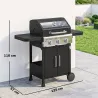 Barbacoa de Gas con 3 Quemadores 7,5 kW Termómetro Parrilla Plancha Mesas Laterales Armario Ruedas 125x57x110 cm... - Ogal.Es