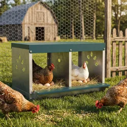 Ponedero para Gallinas de Acero Galvanizado con 2 Huecos para 2 Gallinas con Techo Impermeable y Ventilación Pla... - Ogal.Es