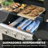 Barbacoa de Gas con 3 Quemadores 7,5 kW Termómetro Parrilla Plancha Mesas Laterales Armario Ruedas 125x57x110 cm... - Ogal.Es