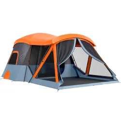 Tienda de Campaña Familiar Tipo Túnel para 4 Personas con 2 Habitaciones Puertas Tragaluces Impermeable Fácil Mo... - Ogal.Es