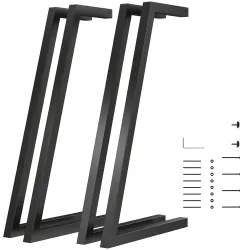 Juego de 4 Patas de Mesa Cuadradas Industriales para Muebles con Pies Ajustables 43x3x72 cm Negro - Ogal.Es