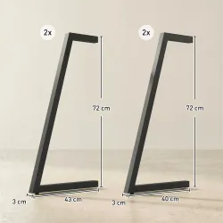 Juego de 4 Patas de Mesa Cuadradas Industriales para Muebles con Pies Ajustables 43x3x72 cm Negro - Ogal.Es