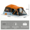 Tienda de Campaña Familiar Tipo Túnel para 4 Personas con 2 Habitaciones Puertas Tragaluces Impermeable Fácil Mo... - Ogal.Es