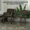Juego de 4 Sillas de Jardín Exterior Apilables con Reposabrazos Respaldo y Marco de Acero 55x60x83 cm Marrón Oscuro - Ogal.Es