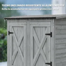 Caseta de Jardín de Madera 115x53x156 cm Armario para Herramientas con Puertas Dobles y Estantes Techo Inclinado... - Ogal.Es