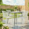 Juego de 4 Sillas de Jardín Exterior Apilables de PP con Respaldo Curvado Asiento de Listones 55x58,5x81,5 cm Bl... - Ogal.Es